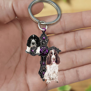 English Springer Spaniel Pray For God Acrylic Keychain