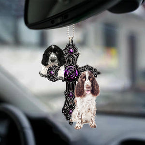 English Springer Spaniel Pray For God Car Hanging Ornament
