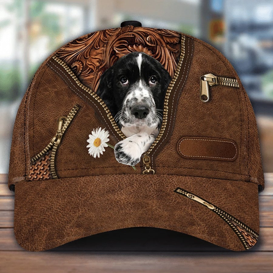 English Springer Spaniel Holding Daisy Unisex Cap