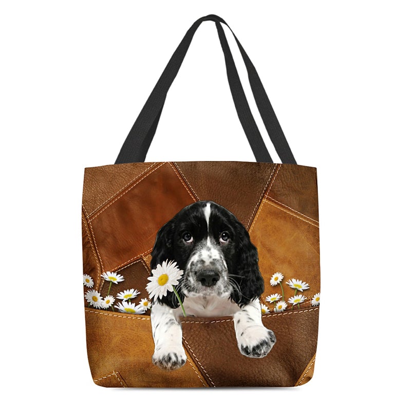 English Springer Spaniel0 Holding Daisy All Over Printed Tote Bag