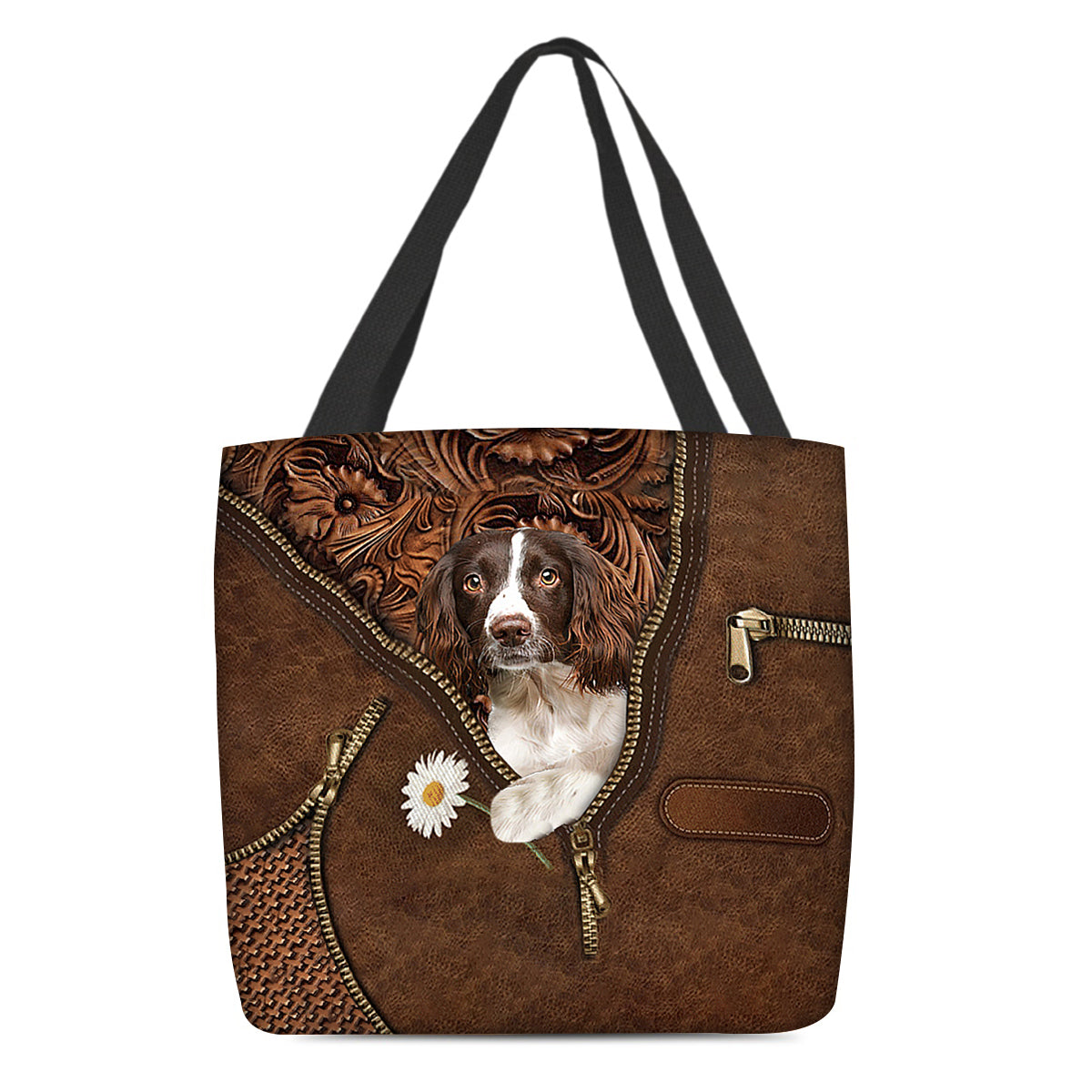 English Springer Spaniel02 Holding Daisy Tote Bag