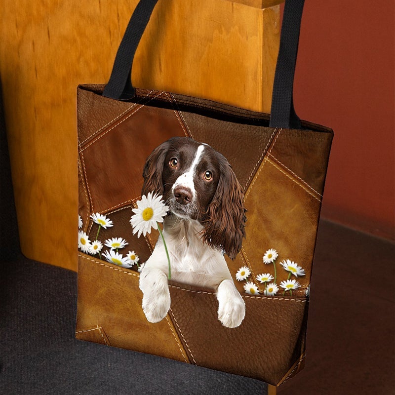 English Springer Spaniel1 Holding Daisy  All Over Printed Tote Bag