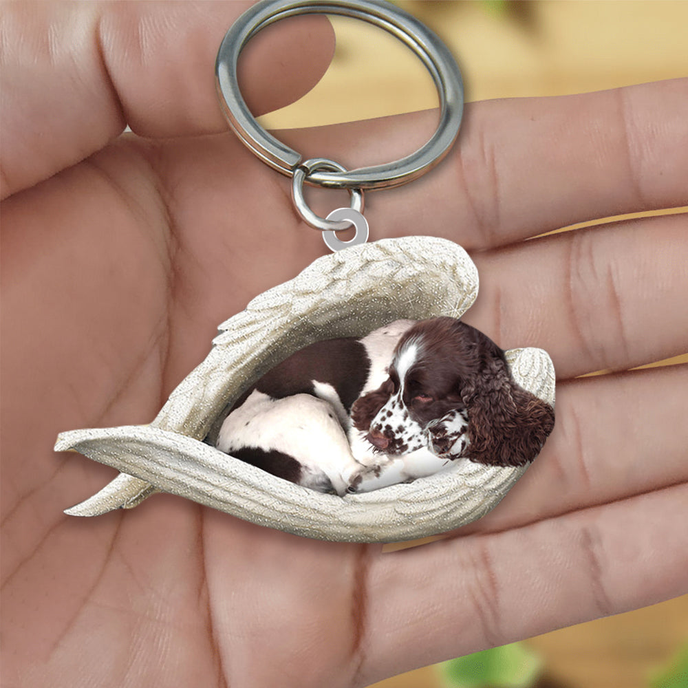 English Springer Spaniel Sleeping Angel Acrylic Keychain