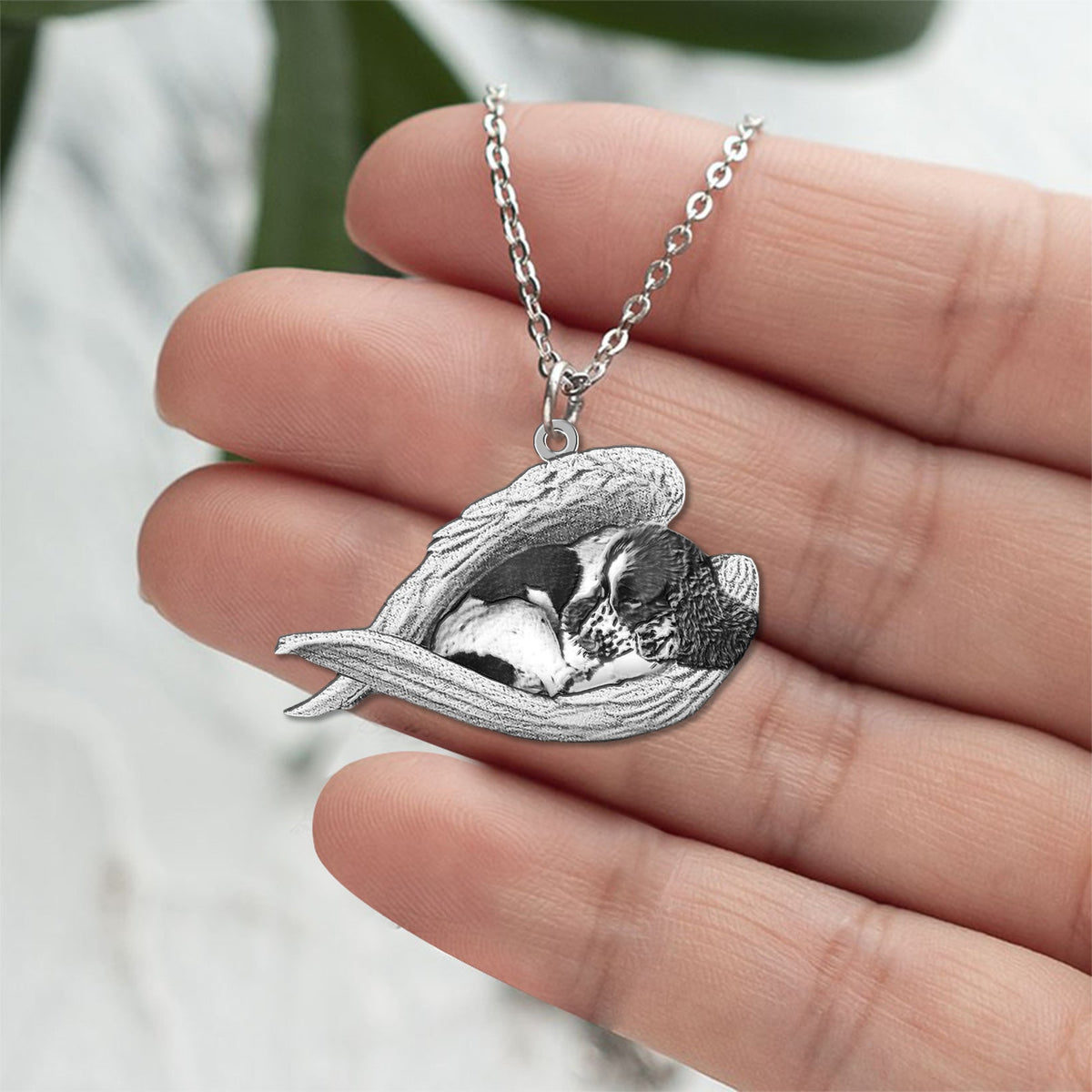 English Springer Spaniel02 Sleeping Angel Necklace