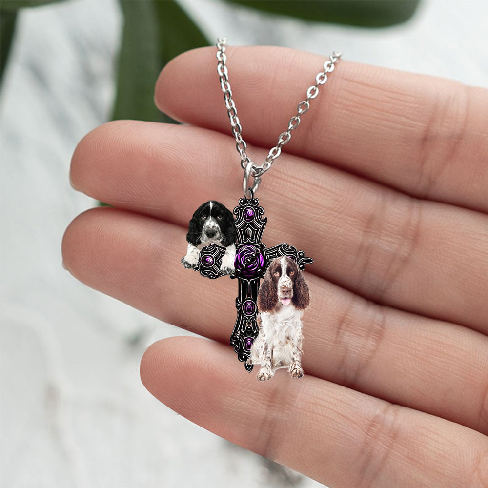 English Springer Spaniel Pray For God Stainless Steel Necklace