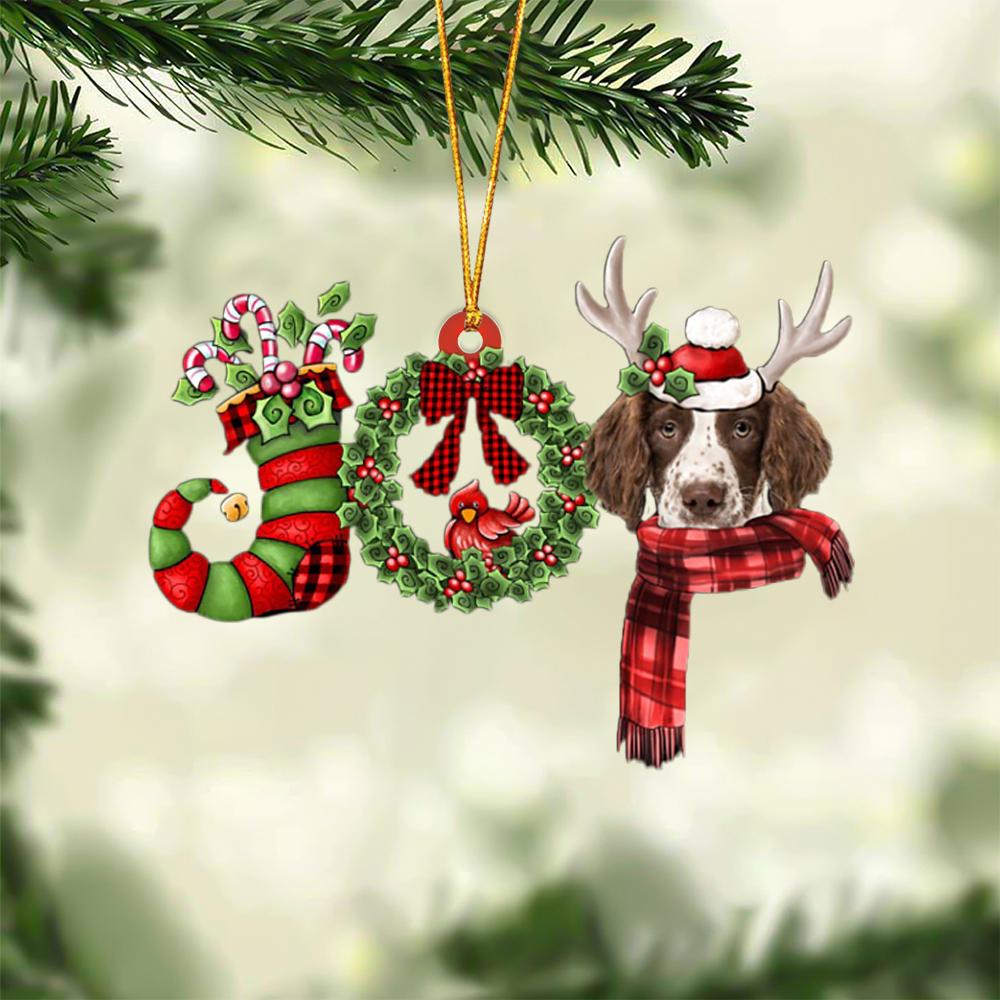 English Springer Spaniel JOY Reindeer Hanging Ornament