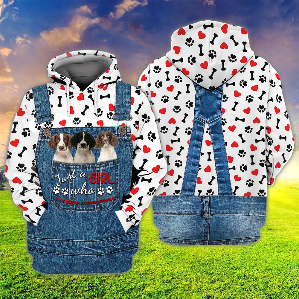 Just A Girl Who Loves English Springer Spaniel Hoodie For Dog Lovers