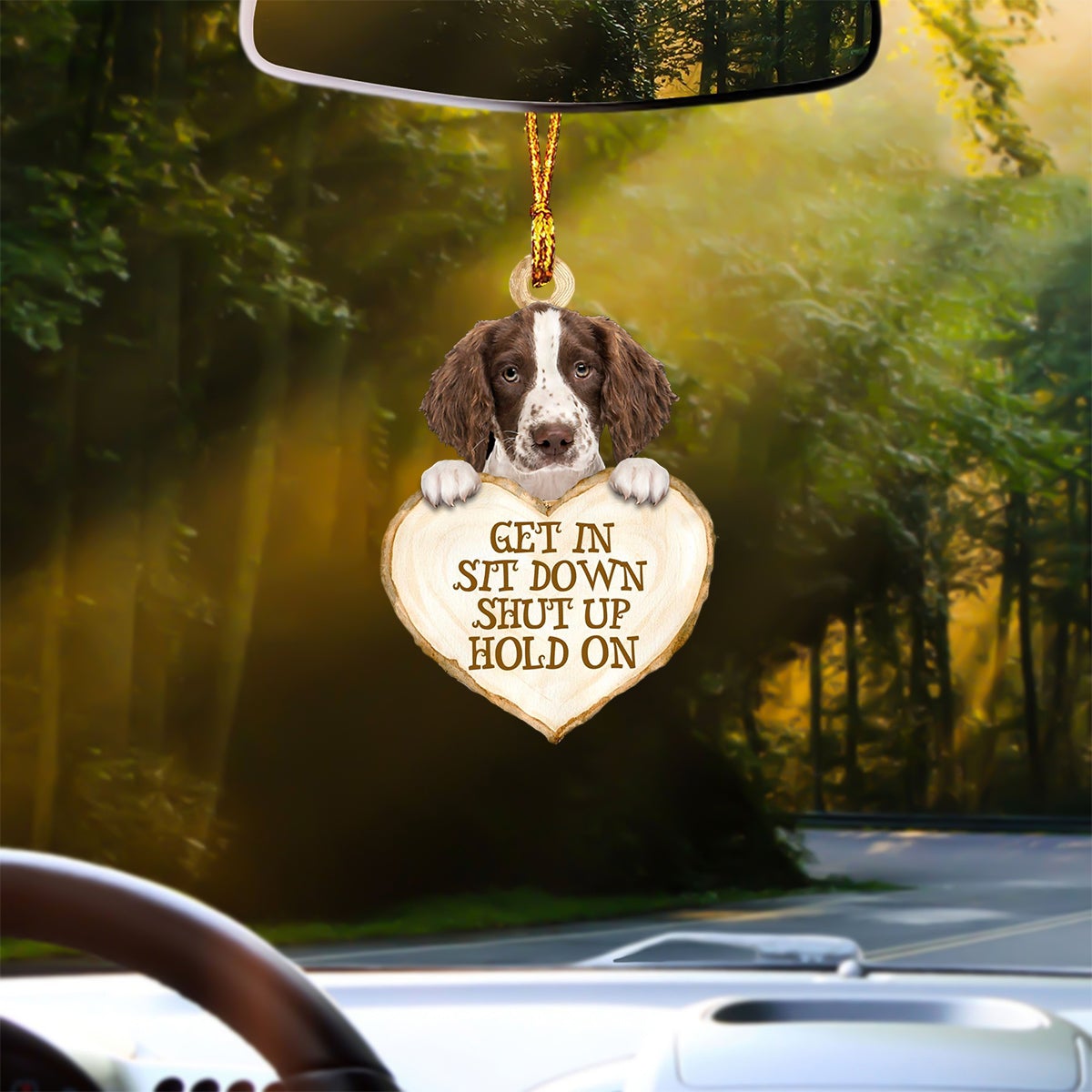 English Springer Spaniel Heart Shape Get In Car Hanging Ornament