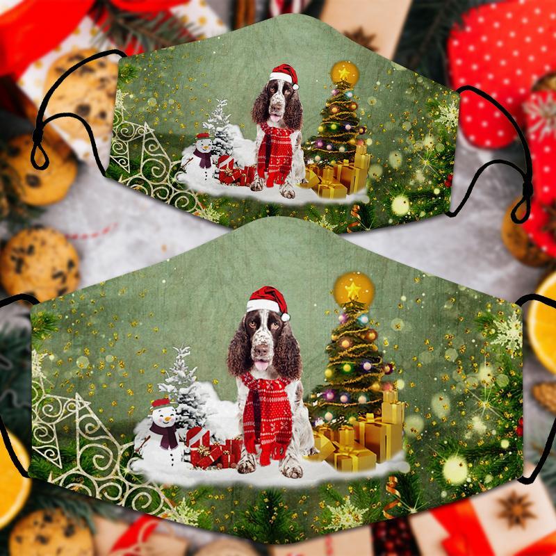 Springer Spaniel Merry Christmas Face Mask