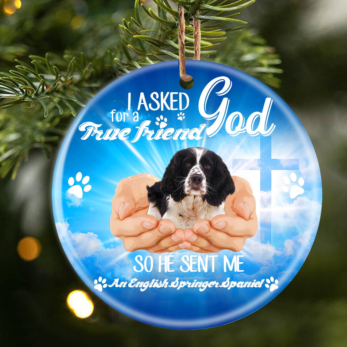 God Send Me A/An English Springer Spaniel Porcelain/Ceramic Ornament