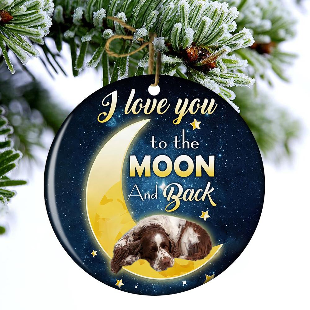 English Springer Spaniel I Love You To The Moon And Back Porcelain/Ceramic Ornament