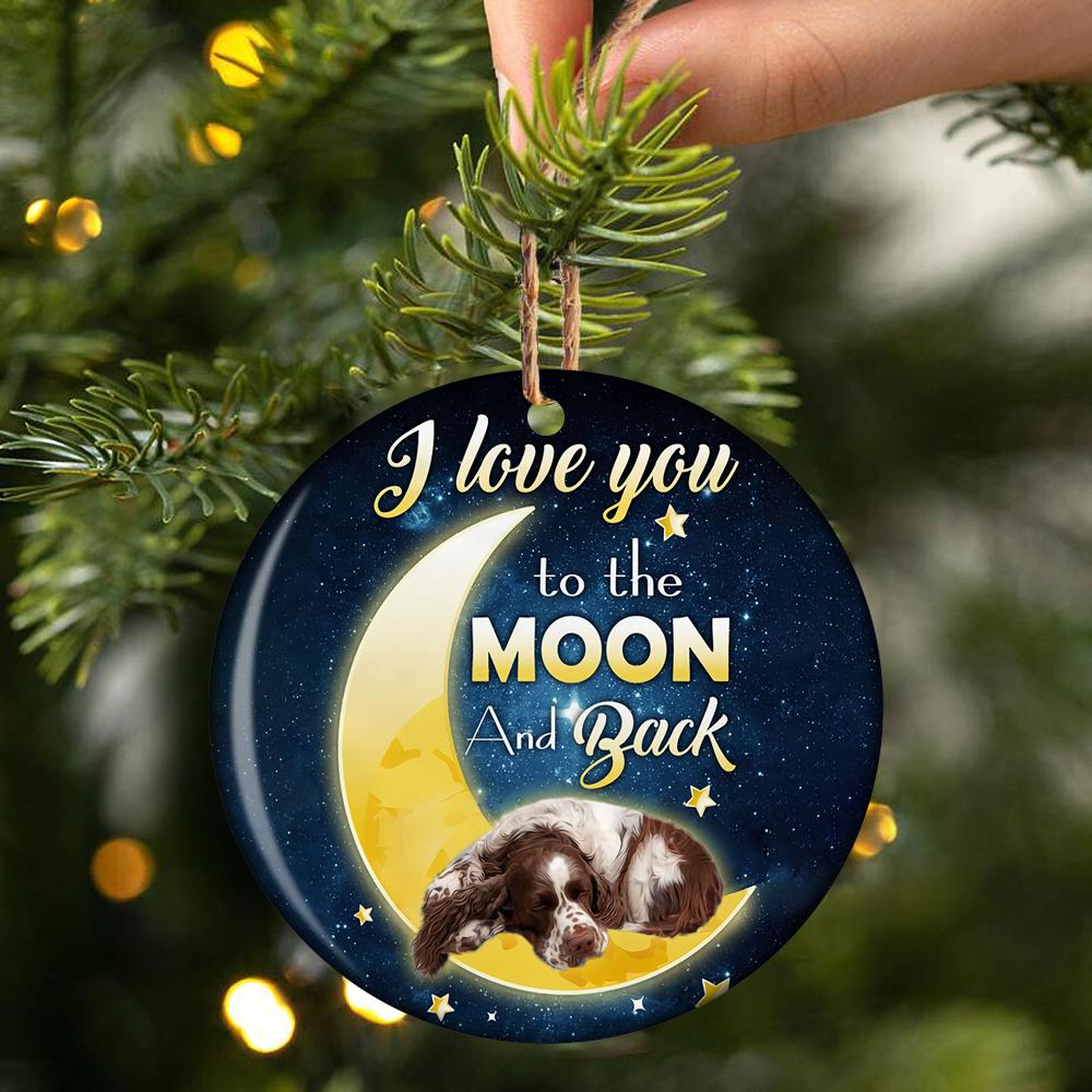 English Springer Spaniel I Love You To The Moon And Back Porcelain/Ceramic Ornament