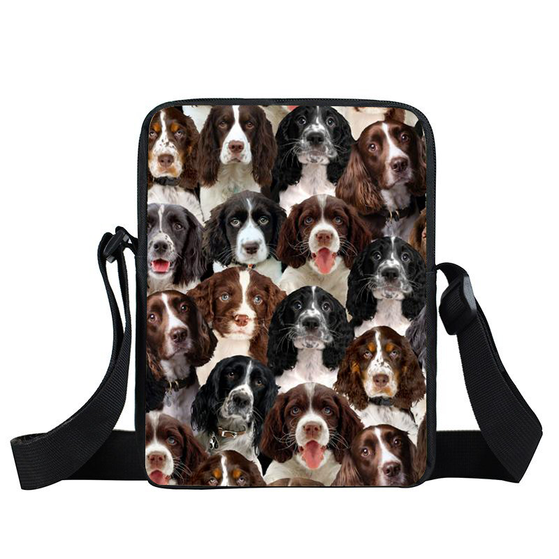 A Bunch Of English Springer Spaniels Oxford Cloth Zipped Messenger Bag