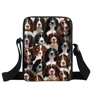 A Bunch Of English Springer Spaniels Oxford Cloth Zipped Messenger Bag