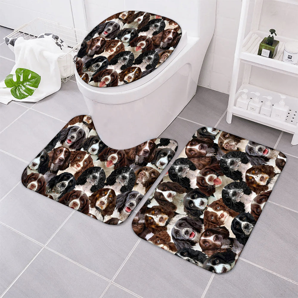 A Bunch Of English Springer Spaniels Bathroom Mat Set