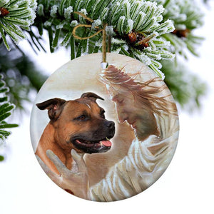 New Release -English Staffordshire Bull Terrier With God Porcelain/Ceramic Ornament
