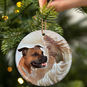 New Release -English Staffordshire Bull Terrier With God Porcelain/Ceramic Ornament