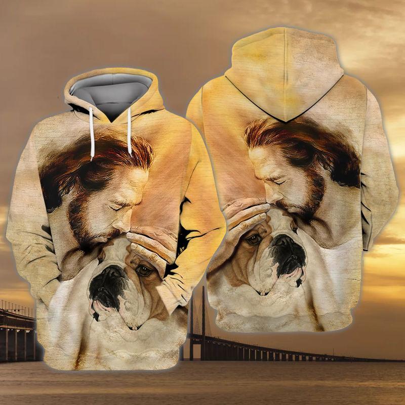 English Bulldog With God Unisex Hoodie