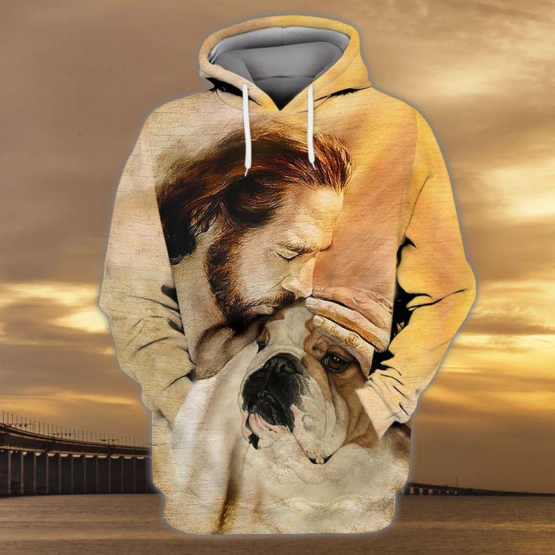 English Bulldog With God Unisex Hoodie