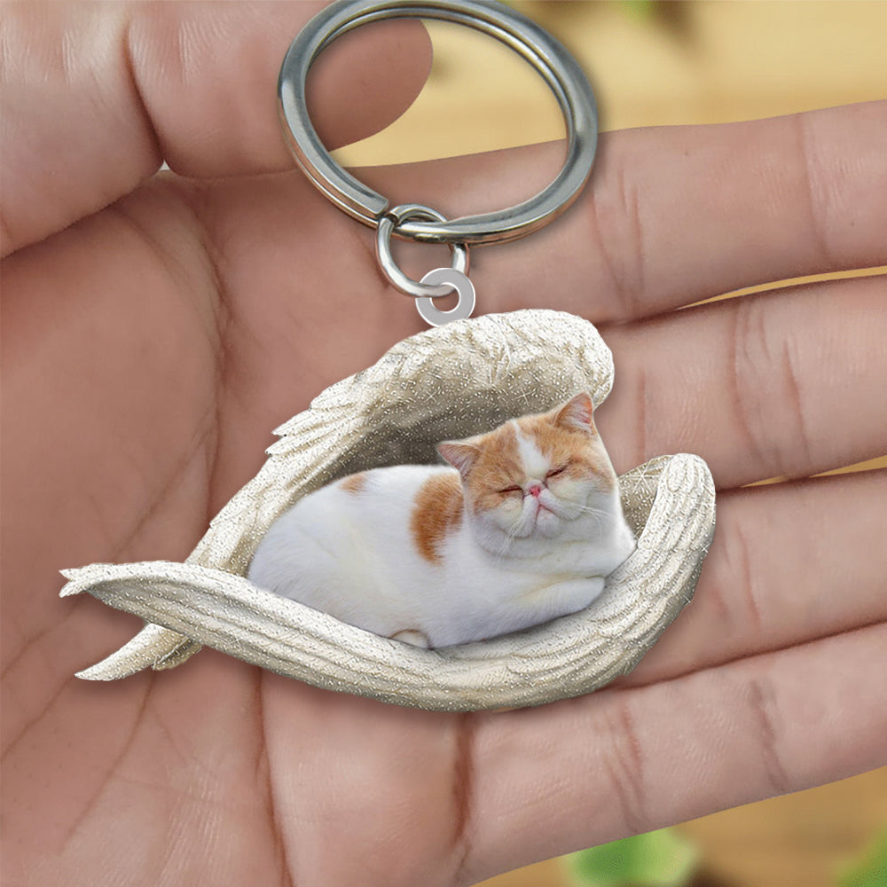 Exotic Shorthair Cat Sleeping Angel Acrylic Keychain