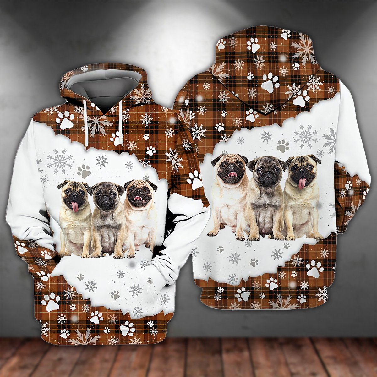 FAWN Pug Happy Holiday Unisex Hoodie