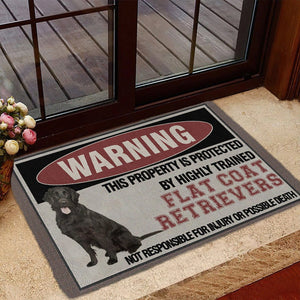 THIS PROPERTY IS PROTECTED BY HIGHLY TRAINED Flat Coat Retriever Doormat