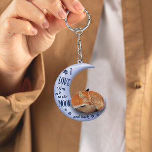 Fox I Love You To The Moon And Back Flat Acrylic Keychain