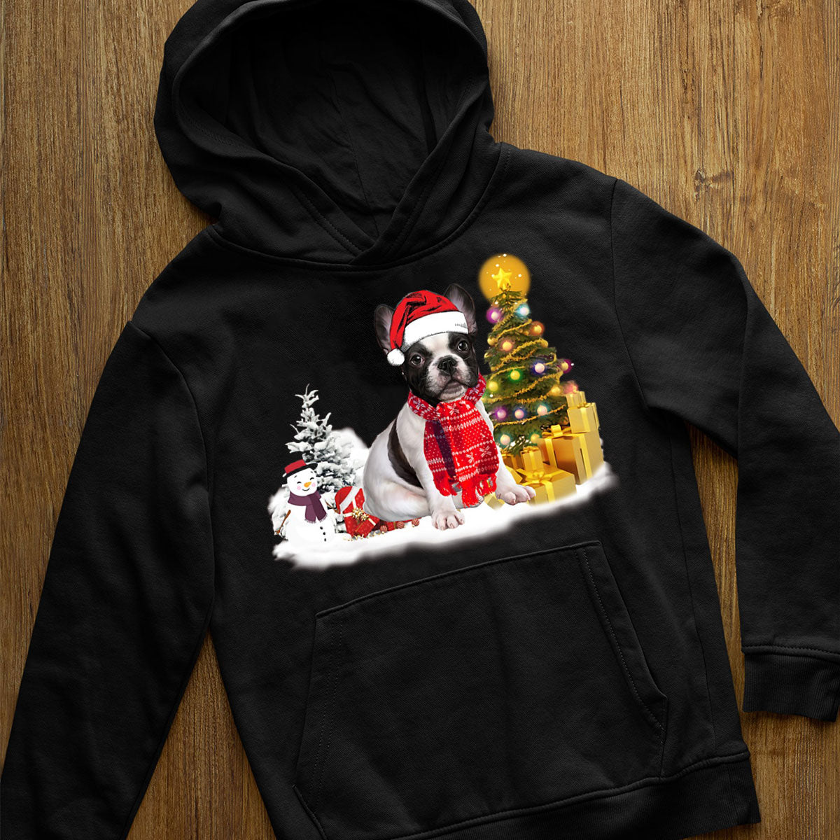 Unisex Merry Christmas French Bulldog Hoodie