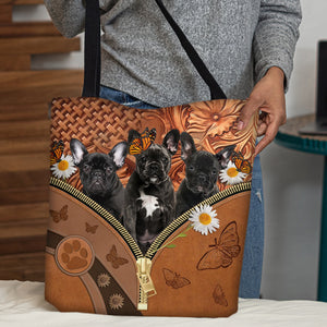 French Bulldog Daisy Flower And Butterfly Tote Bag