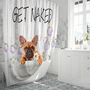 French Bulldog Get Naked Daisy Shower Curtain