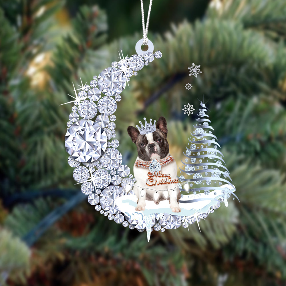 French Bulldog000 Diamond Moon Merry Christmas Ornament