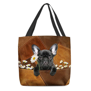 French Bulldog Holding Daisy  All Over Printed Tote Bag
