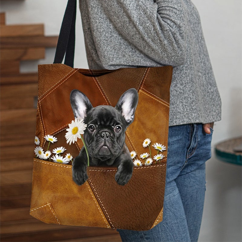 French Bulldog Holding Daisy  All Over Printed Tote Bag