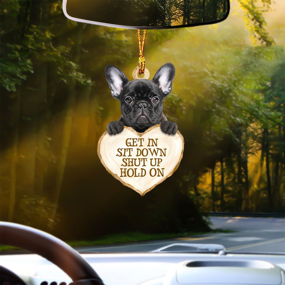 French Bulldog Heart Shape Get In Car Hanging Ornament