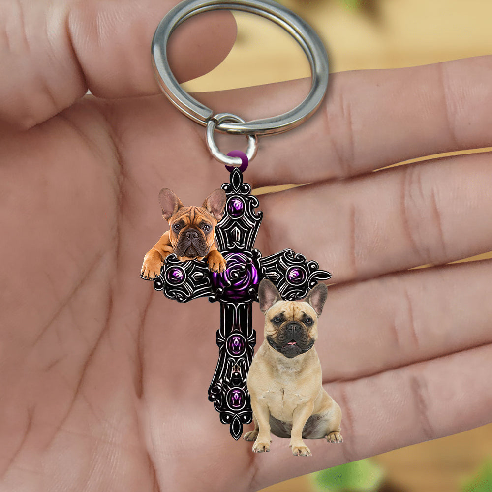 French Bulldog02 Pray For God Acrylic Keychain