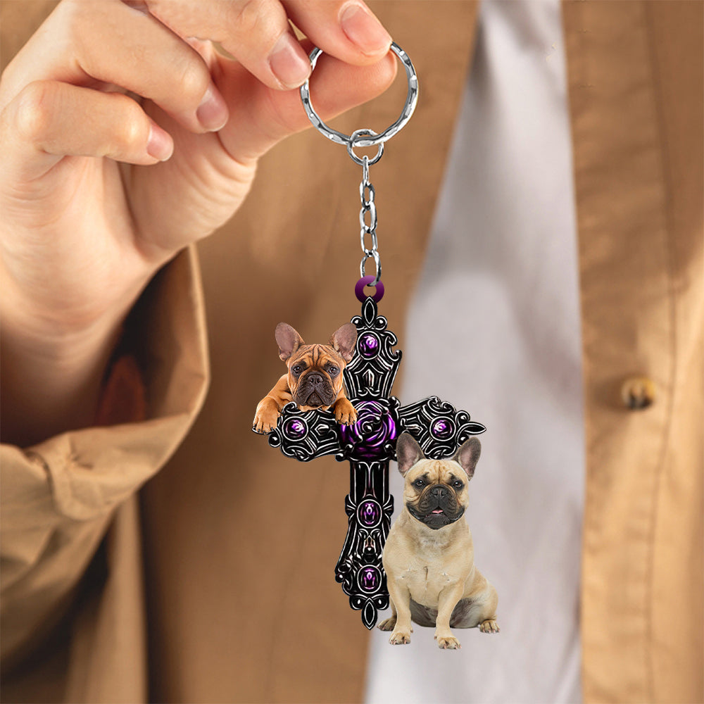 French Bulldog02 Pray For God Acrylic Keychain