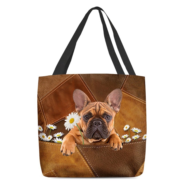 French Bulldog11 Holding Daisy  All Over Printed Tote Bag