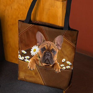 French Bulldog11 Holding Daisy  All Over Printed Tote Bag