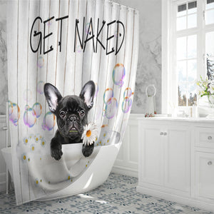 French Bulldog 3 Get Naked Daisy Shower Curtain