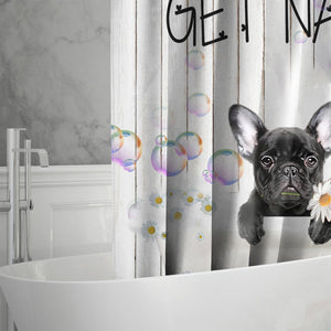 French Bulldog 3 Get Naked Daisy Shower Curtain