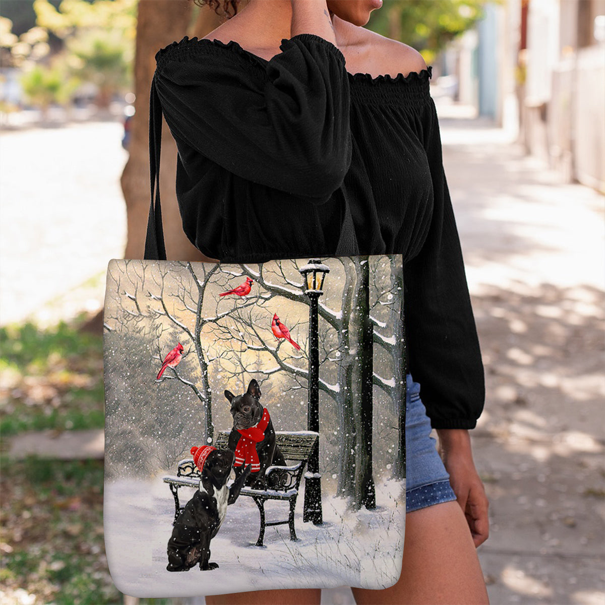 French BulldogHello Christmas/Winter/New Year Tote Bag