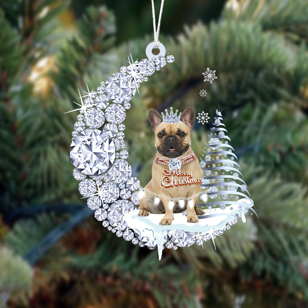 French Bulldog  (1) Diamond Moon Merry Christmas Ornament