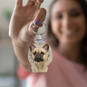 French Bulldog 3D Graphic Hoodie Acrylic Keychain