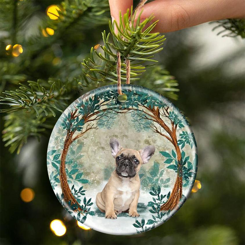 French Bulldog Among Forest Porcelain/Ceramic Ornament
