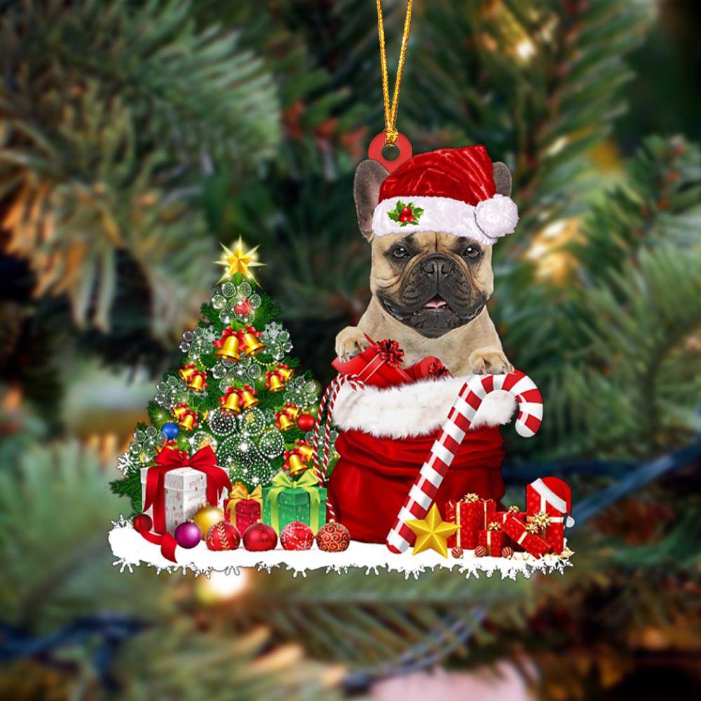 French Bulldog Gift Bag Merry Christmas Ornament