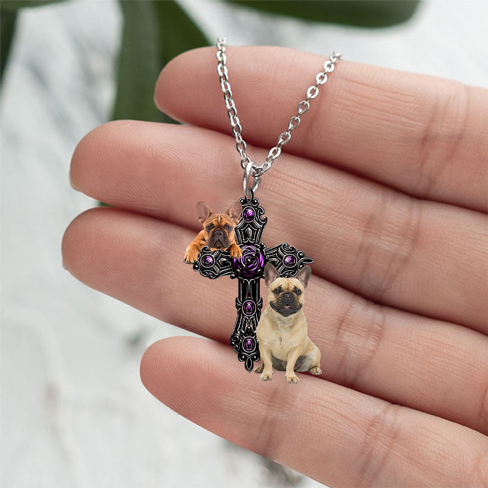 French Bulldog Pray For God Stainless Steel Necklace