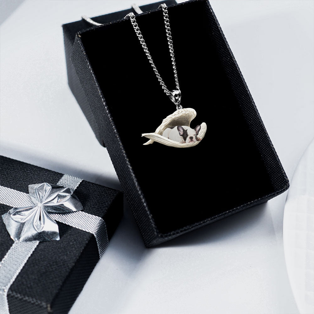 French Bulldog  Sleeping Angel Stainless Steel Necklace