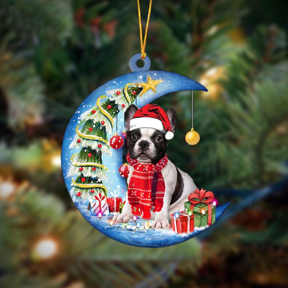 French Bulldog02 Sits On The Moon Merry Christmas Hanging Ornament