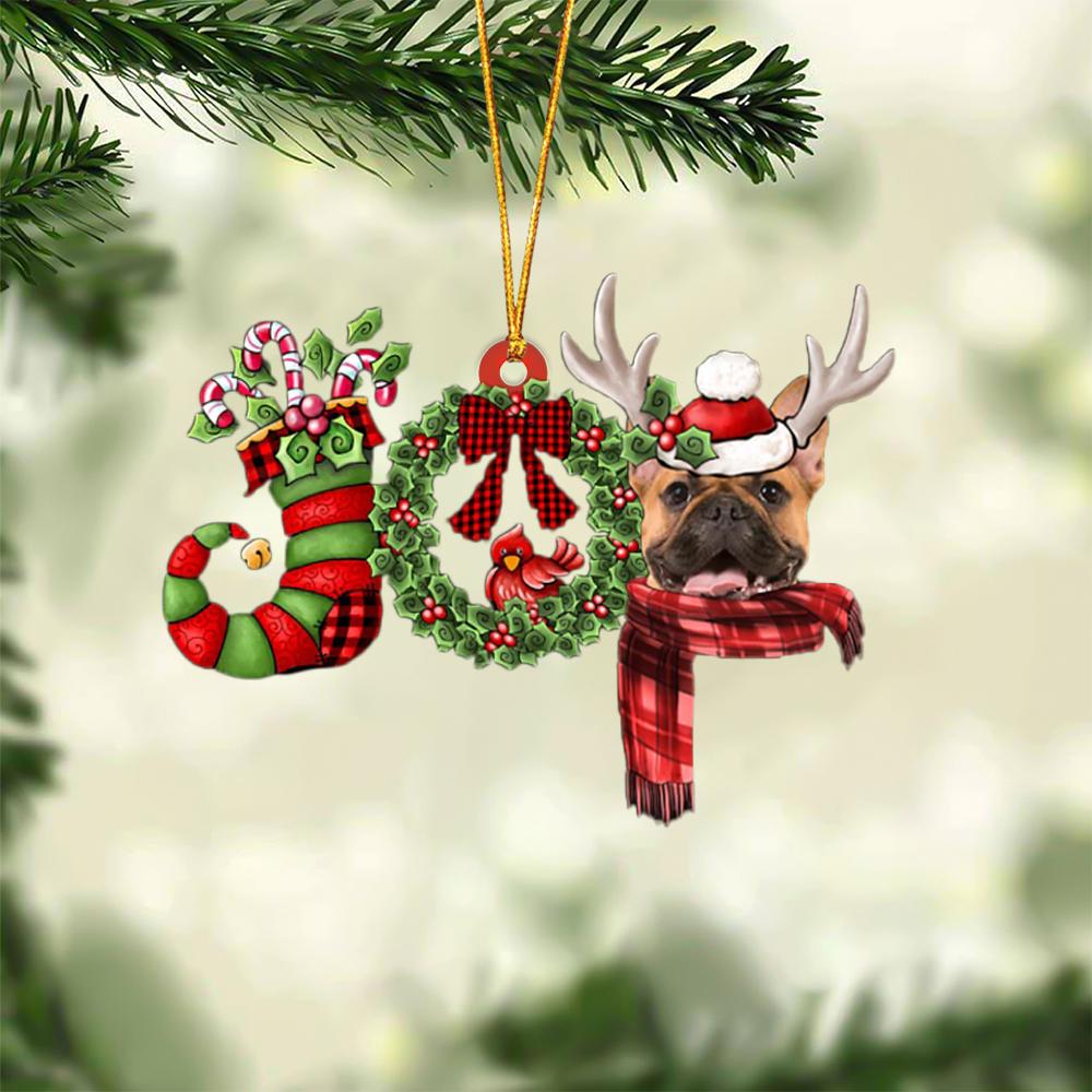 French Bulldog JOY Reindeer Hanging Ornament