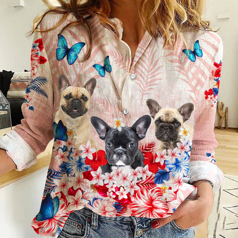 French Bulldog Floral Casual Shirt